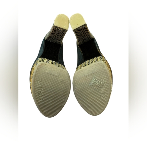 Schutz Cara High Heel Black Petro Raffia Pump Suede Leather Size 9 EUC - Picture 7 of 7